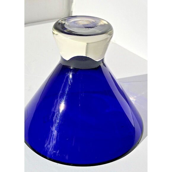 Cobalt Blue Vase Mouth Blown Thick Martini Shaped Made in Poland Vintage 6" tall - Picture 15 of 16
